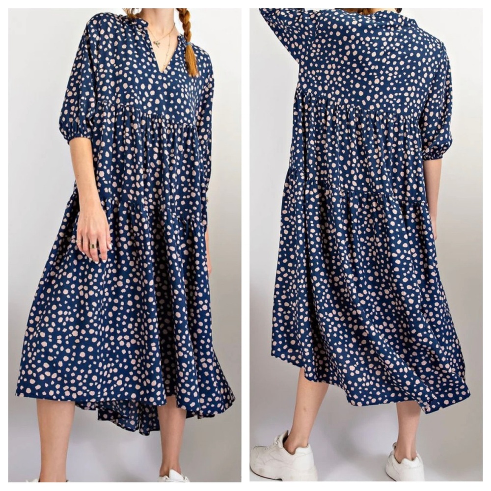 Midi-Maxi Dress in blueberry animal print, size large (16-18)